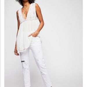 Free people sleeves diamond embroidered top